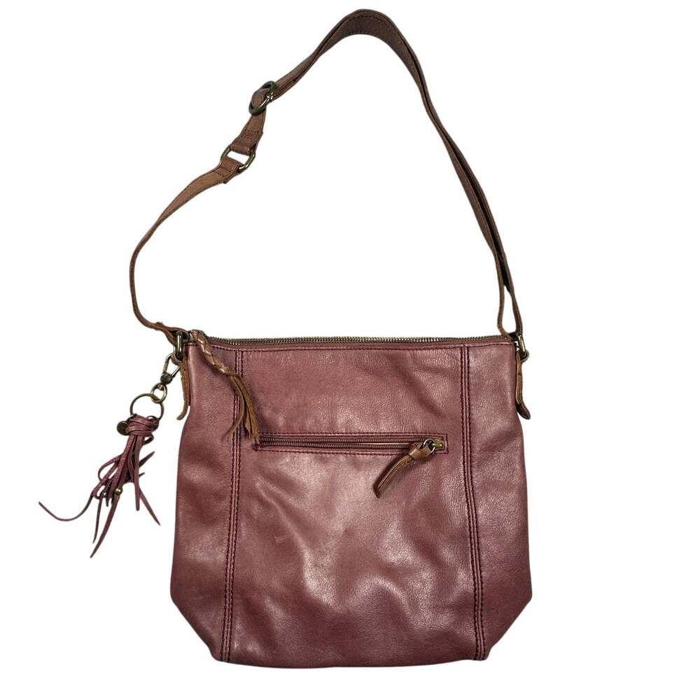 The Sak Bag Ashland Crossbody Beaded Tassel Plum Burgundy Leather